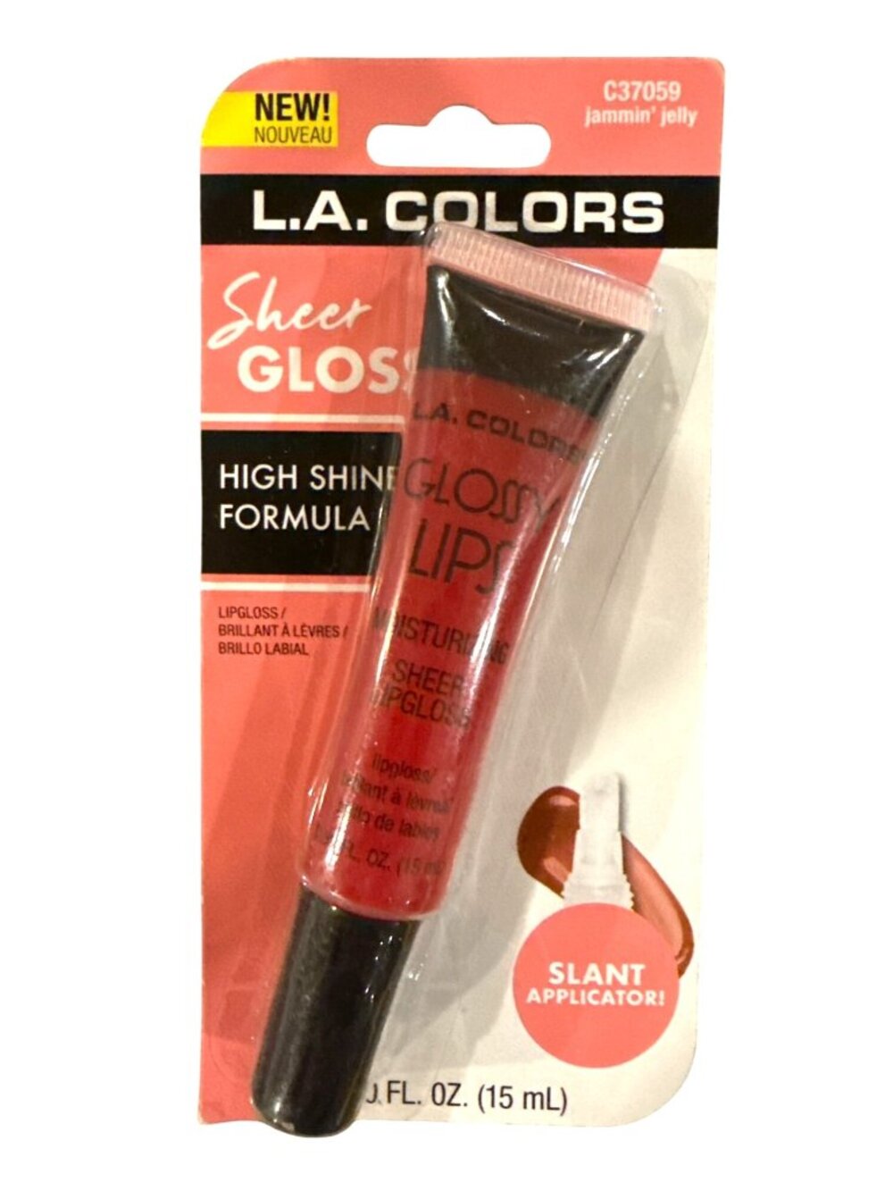 L.A. COLORS Gloss GLOSSY LIPS C37059 JAMMIN' JELLY Sheer Gloss Moisturizing 1b